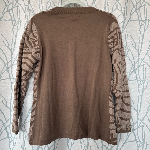 Brown Patterned Button-Front Sweater Jacket - Picture 2 of 2